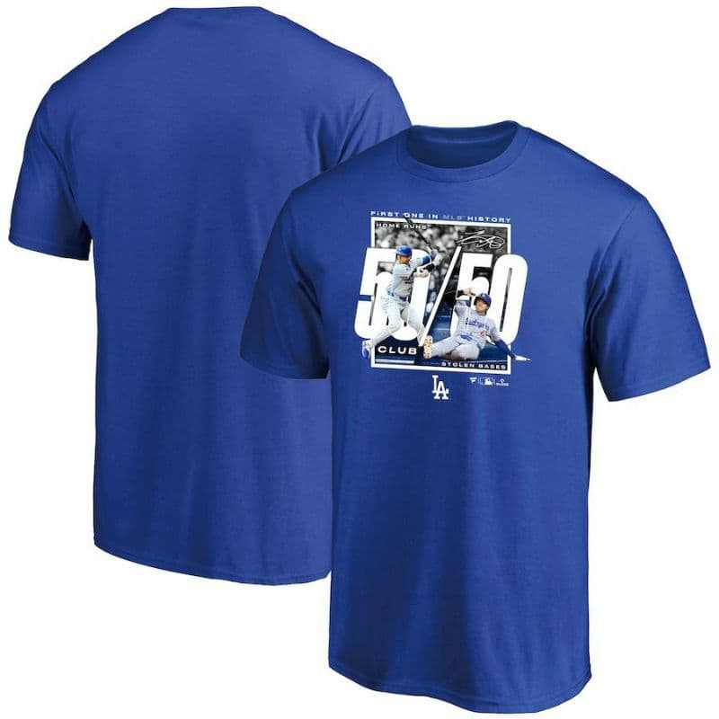 大谷翔平選手 史上初 50/50 達成記念Tシャツ XL Fanaticsブルー
