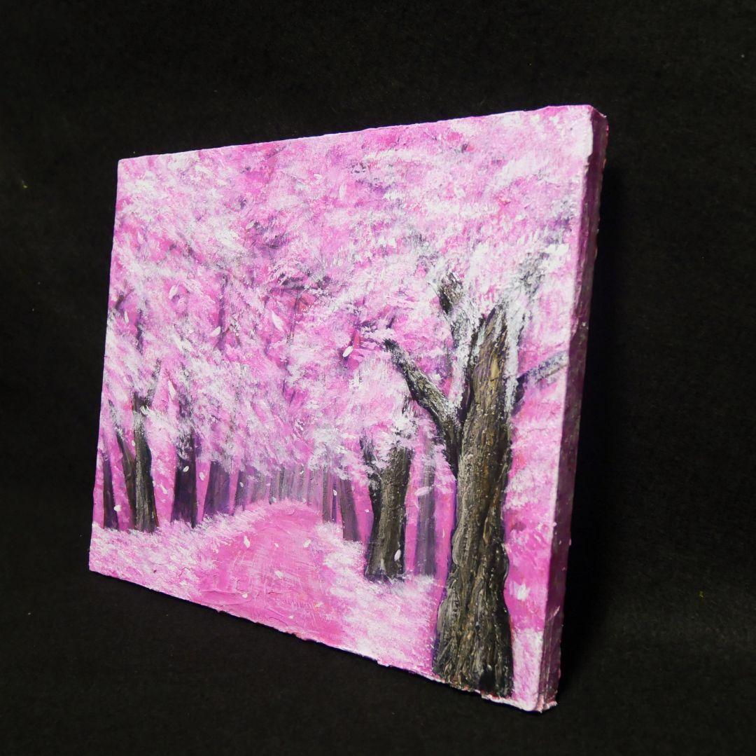油絵 油彩 油彩画 絵画 絵【桃色の桜の道】