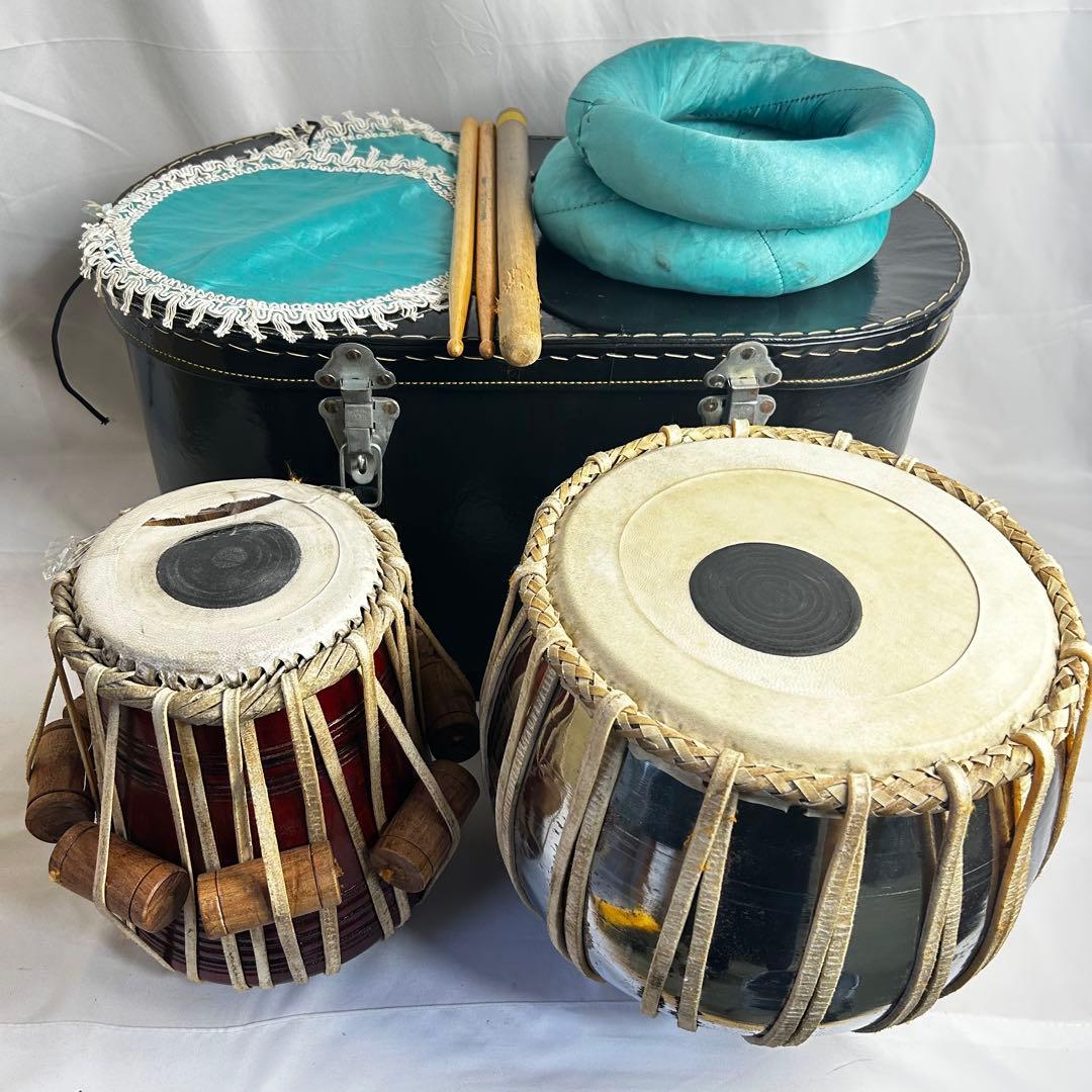 インド楽器 タブラ Tabla 打楽器セット 伝統楽器 民族楽器 ケース付