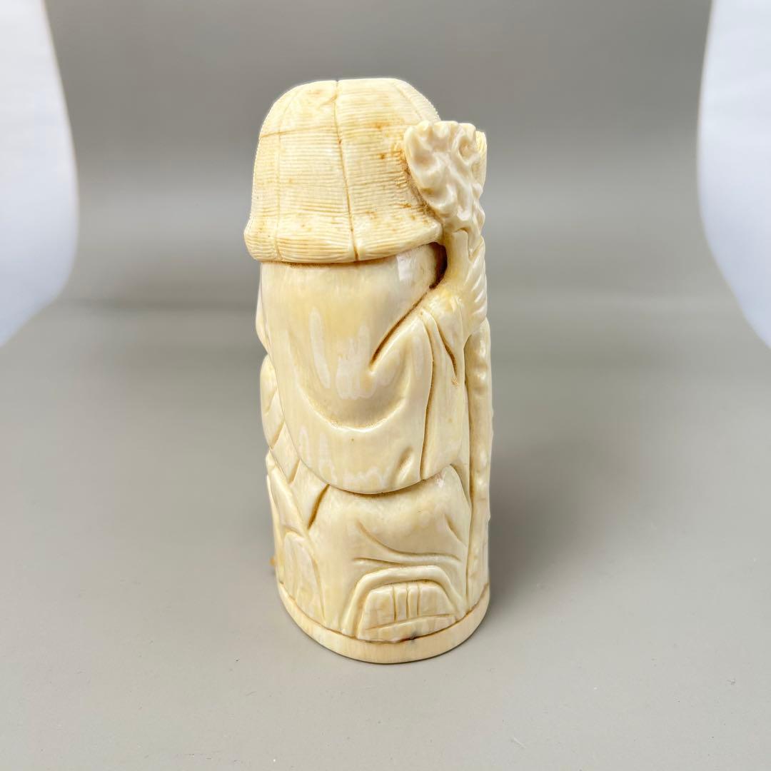 A28彫刻極上根付天然素材アンティーク骨董飾り物古美術置物細密細工354g
