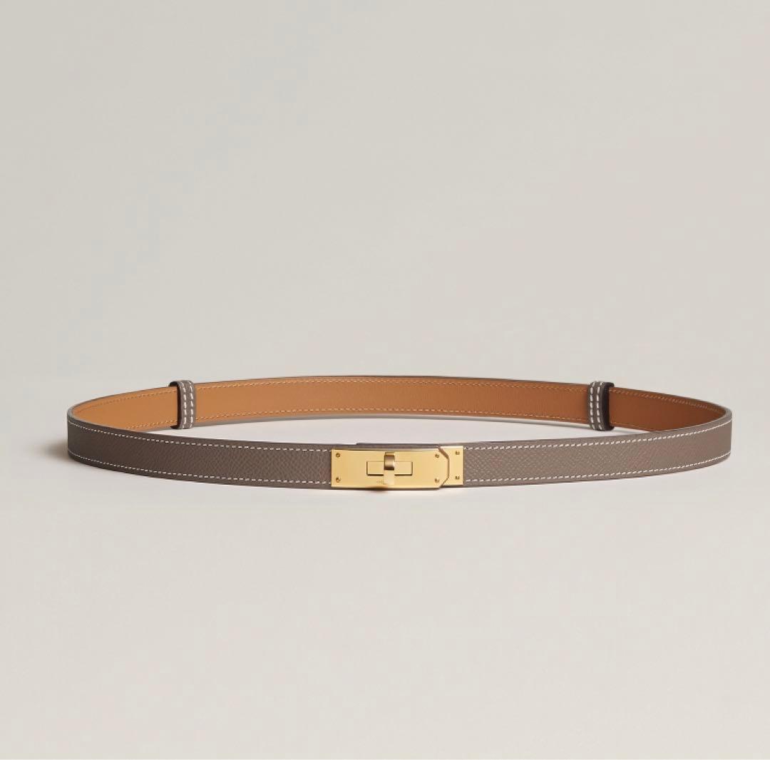 新品　エルメス　ケリーベルト　エトゥープ　ゴールド金具