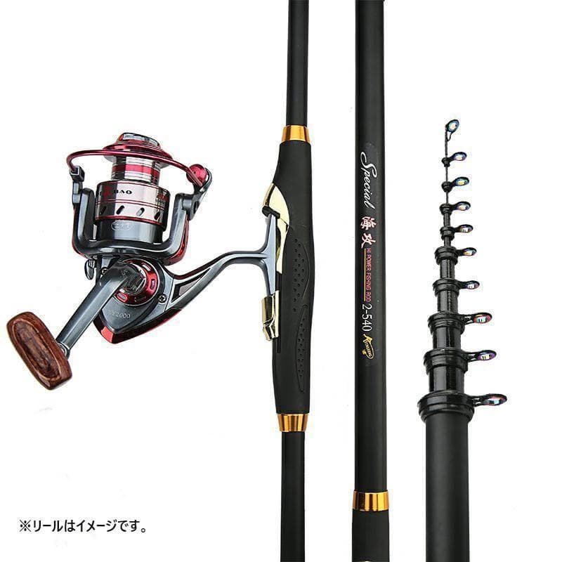 【２本セット】 入門磯竿 高強度高弾性カーボン 2号5.4m 超硬調　ロッド