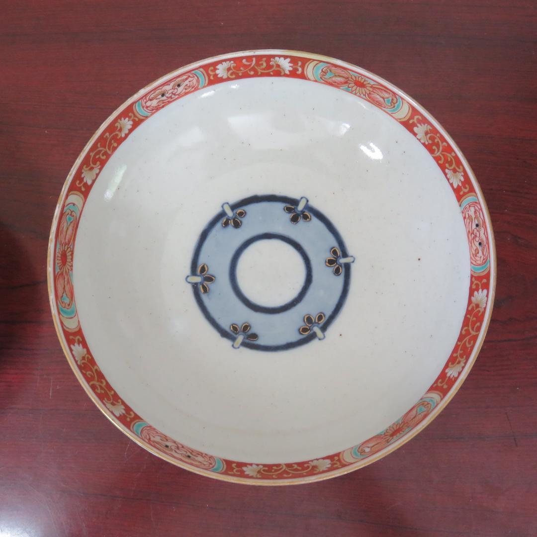蓋物 丼 鉢 九谷 古伊万里 錦彩 鳳凰 最上手 赤絵 獅子 高台