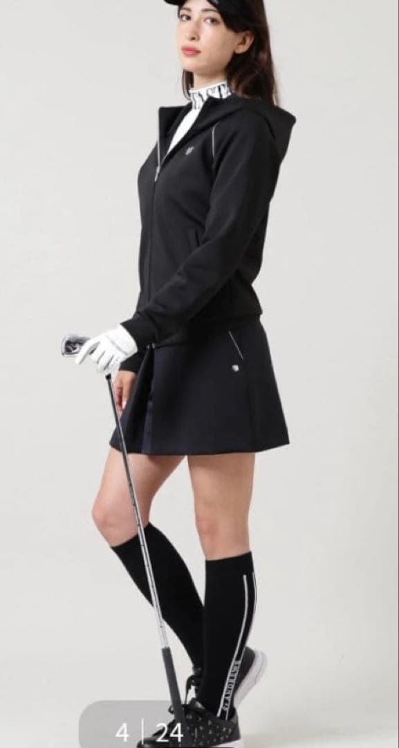 【タグ付新品】セントアンドリュース　ダンボールニット スカート　黒　M 立体ロゴ