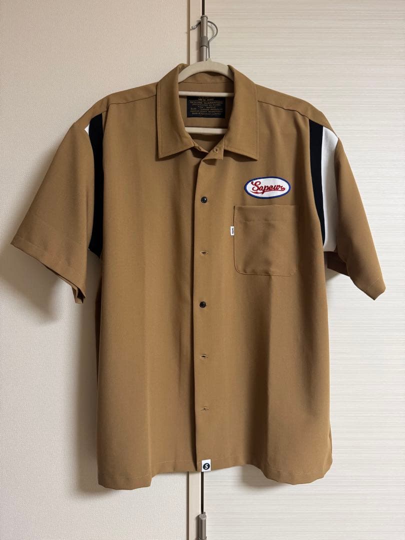 SAPEur☆ボウリングシャツ☆キャメル☆L