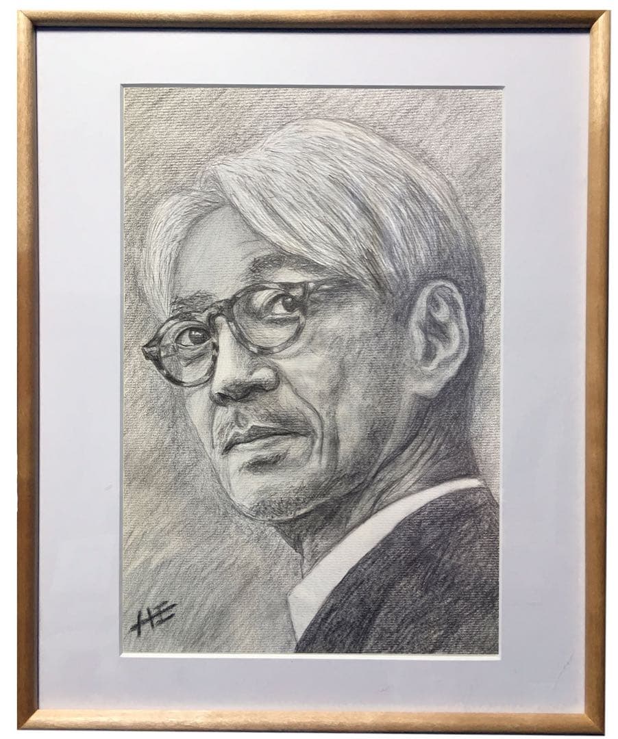 坂本龍一さんを聴きながら描いた、追悼鉛筆デッサン。