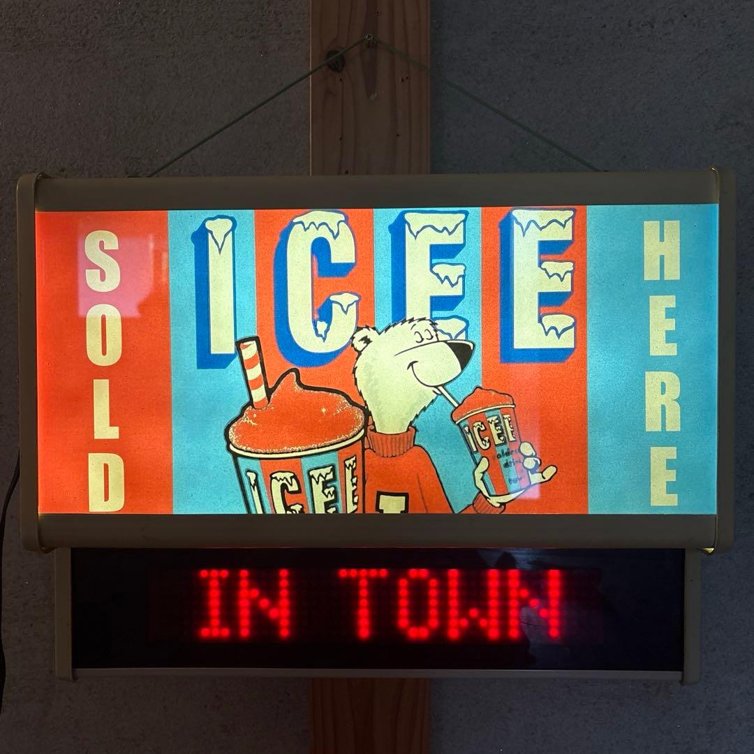80年代　アイシーベア　モーション　看板　ランプ　ネオンサイン　USA アメトイ