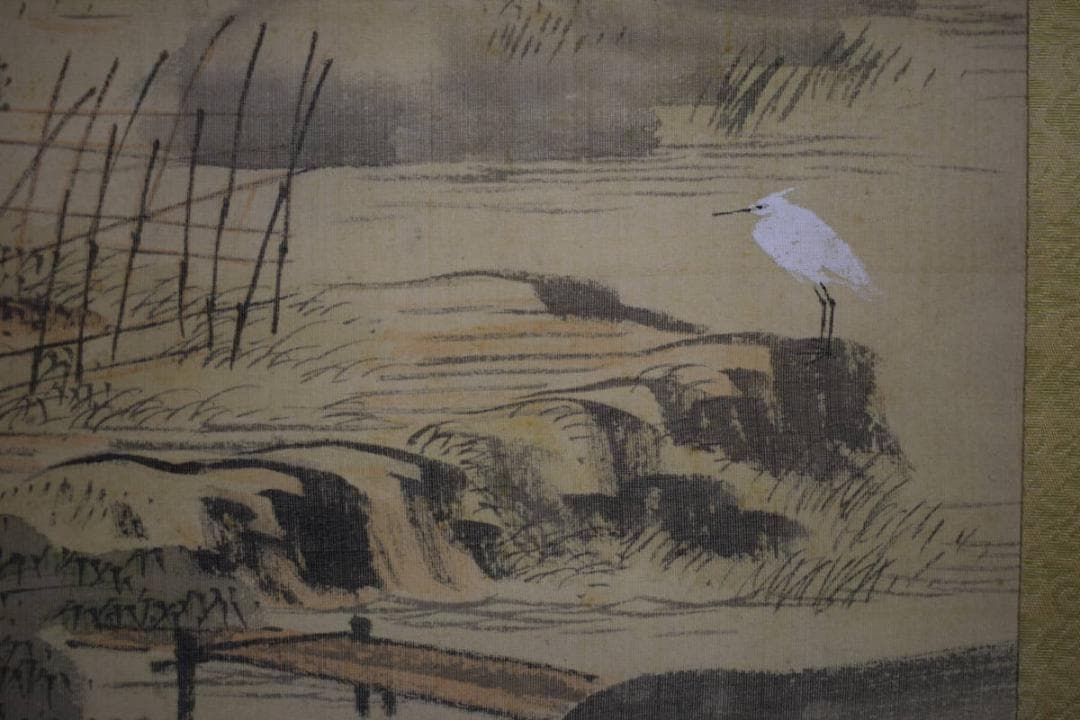 真作/森寛斎/雨中山水図/田家図/布袋屋掛軸HH-269
