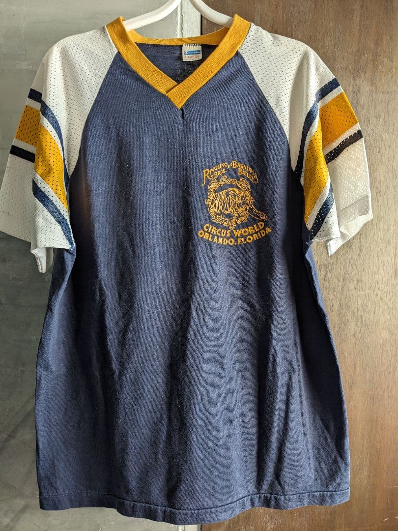 チャンピオン ヴィンテージフットボールTシャツ袖メッシュ