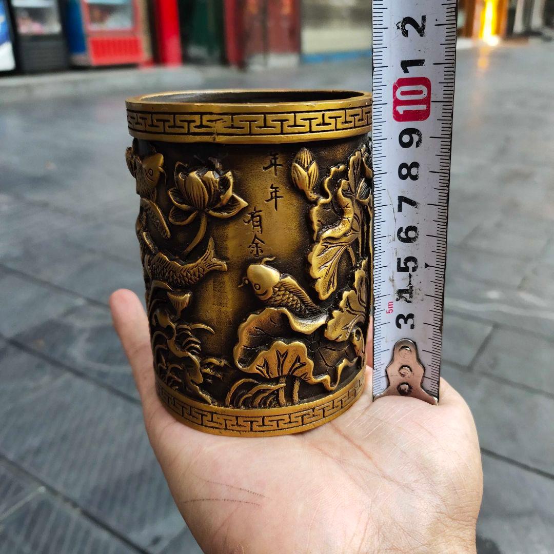 銅器 筆箱 文房具 蓮花筆箱 装飾品 工芸品 置物
