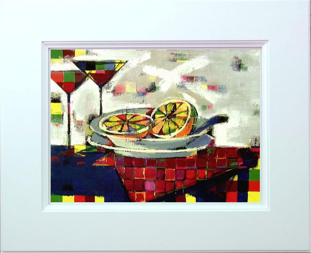油絵 菅家令子 絵 絵画インテリア uF6-061703 静物 フルーツ グラス
