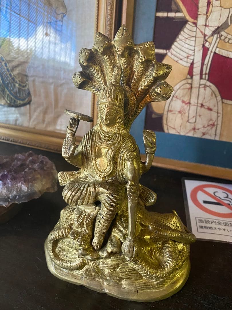 ヴィシュヌ神像　真鍮　金属製　インディア　ヒンドゥー教　最高神　三大神　仏像