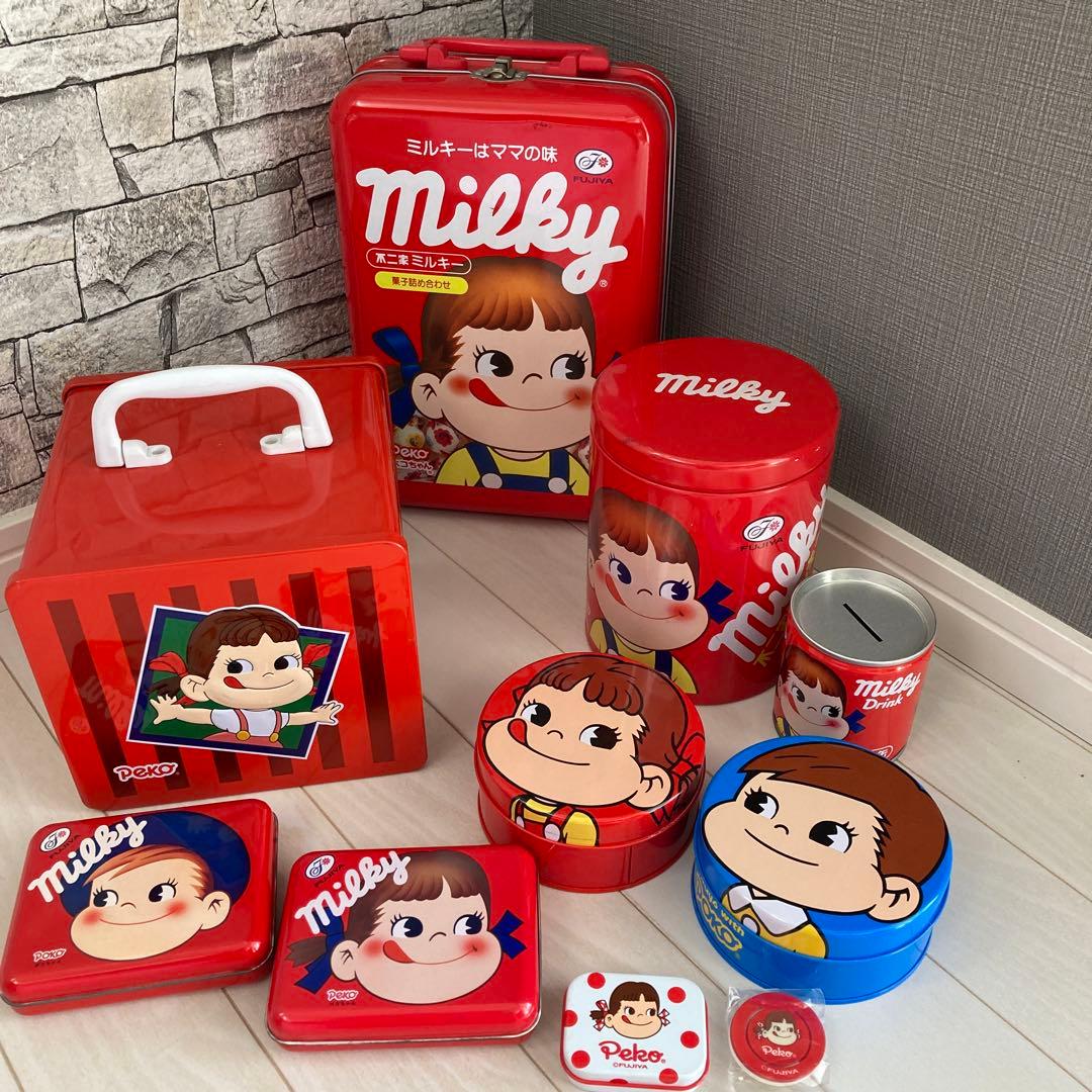 不二家ペコちゃん☆スチール缶セット☆平成レトロ