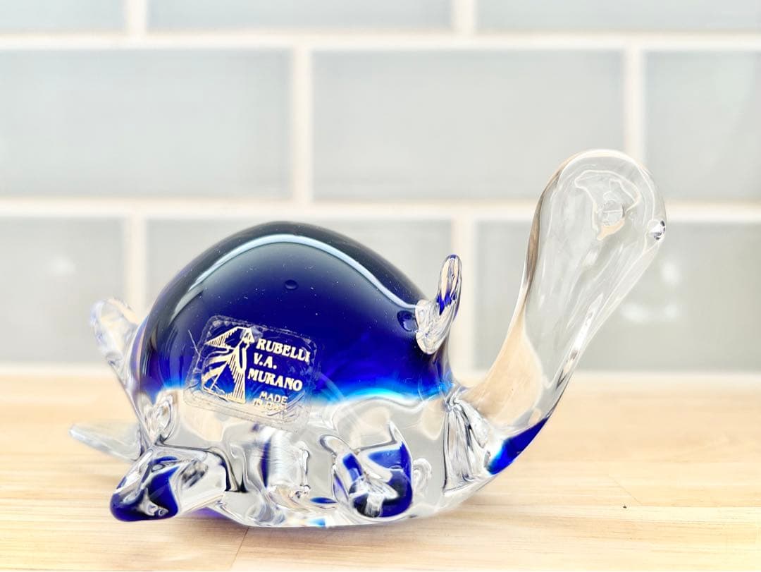 ベネチア ガラス murano ムラーノ ムラノ ヴェネチアグラス 亀 ブルー