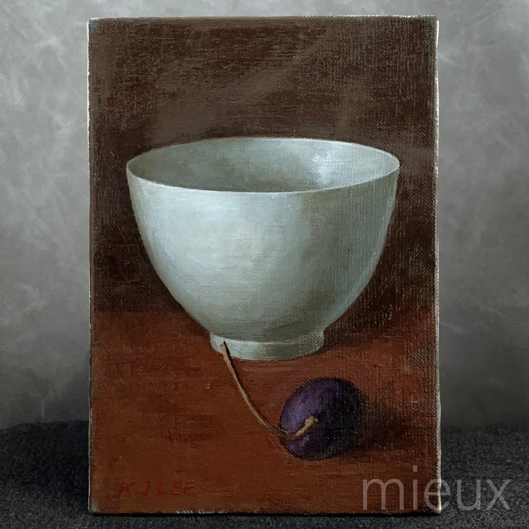 李景朝「白磁の器」油彩 油絵 サイン入り 中古 美品