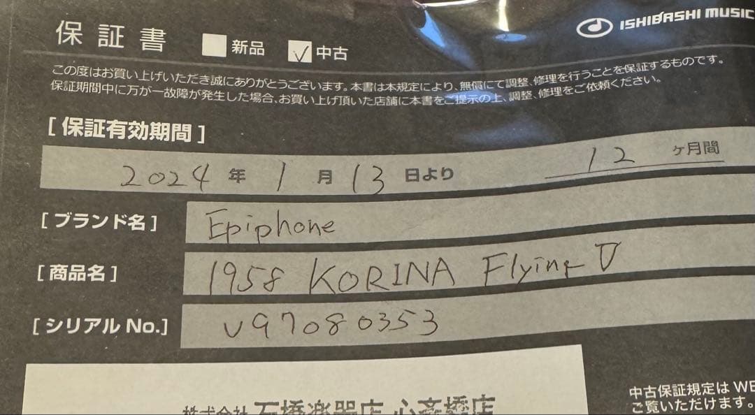 エピフォン　Epiphone 1958 KORINA フライングV 自作ギター