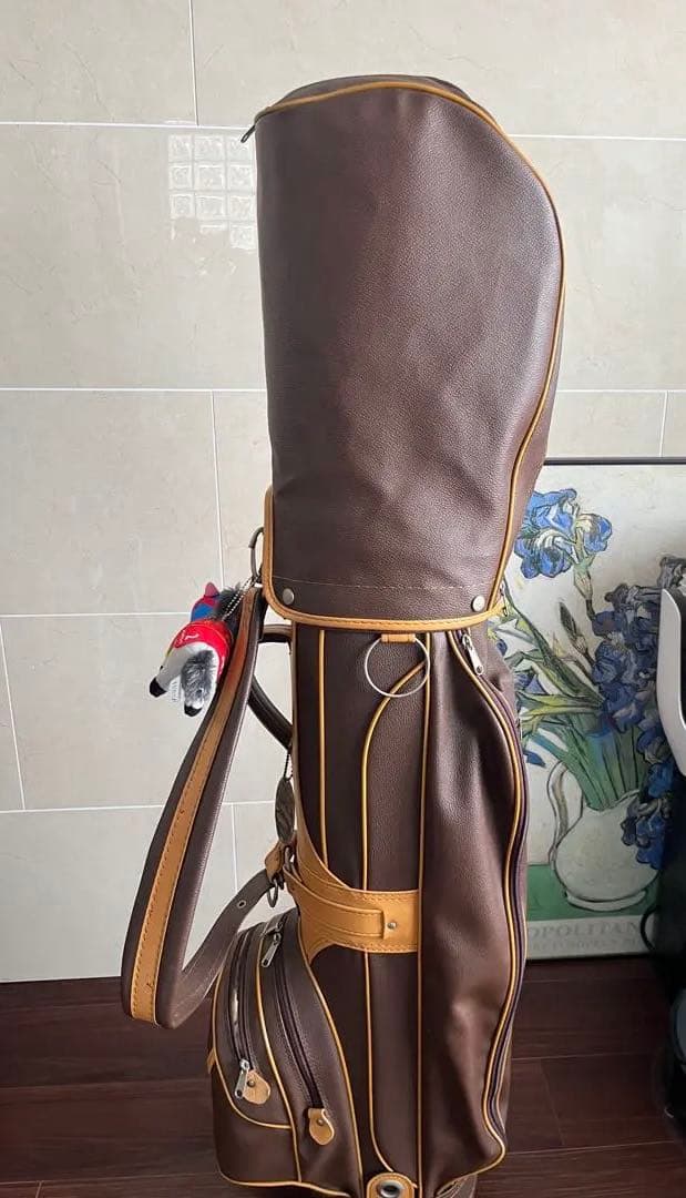 超希少 美品★本革ゴルフキャディバッグ ブラウン系カラー ワンオーナーユーズド品