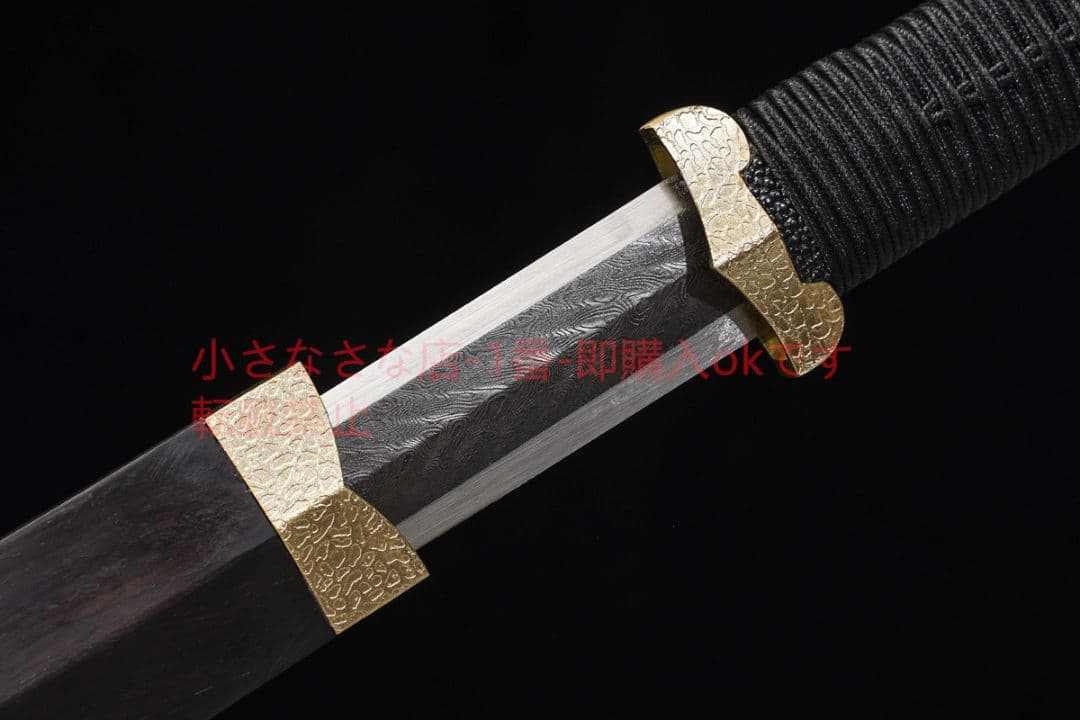 素装精品漢剣黒白檀鳳尾紋  古兵器 武具 刀装具 日本刀 模造刀 居合刀