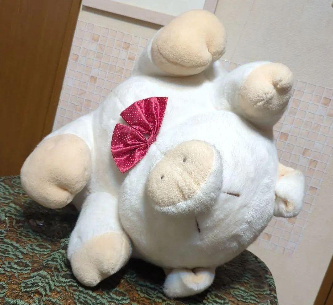 #白くてかわいいもの・heart&heart 豚のぬいぐるみ ナカジマ昭和レトロ